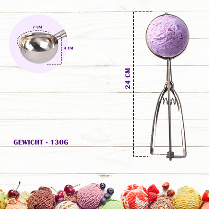 RVS IJsschep Professioneel - 24 cm x 4 cm x 7 cm | IJsschep met Ergonomische Antislipgreep | Keukengereedschap voor Thuisgebruik | Multifunctionele Ijslepel voor Oliebollen 