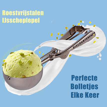 RVS IJsschep Professioneel - 24 cm x 4 cm x 7 cm | IJsschep met Ergonomische Antislipgreep | Keukengereedschap voor Thuisgebruik | Multifunctionele Ijslepel voor Oliebollen 