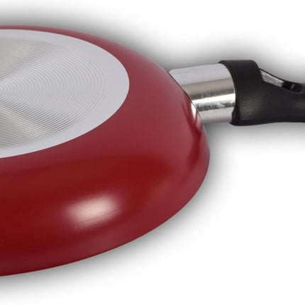 3x Koekenpan Set met Antiaanbaklaag - Rood  - Zonder Deksel