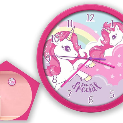 Wandklok voor kinderen 25 cm - Unicorn You're Special  Roze