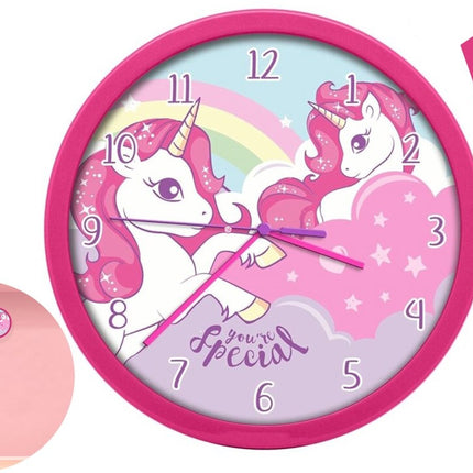 Wandklok voor kinderen 25 cm - Unicorn You're Special  Roze