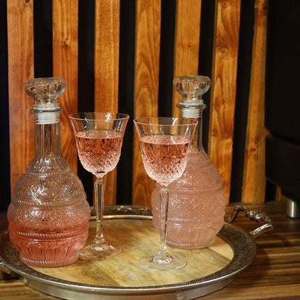 Kristallen Karaffen Set van 2 - Wijnkaraffen Decanteer 1 Liter Elk - Loodvrije Karaf voor Rode Wijn, Whisky, Bourbon & Meer