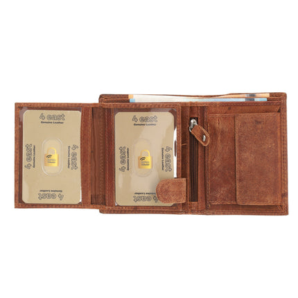 Leren Portemonnee Pasjes & Briefgeld | 8 Pasjeshouder | RFID Bescherming | Tan Echt Leer | 11X9X2cm | Ideaal als Cadeau voor Mannen & Vrouwen