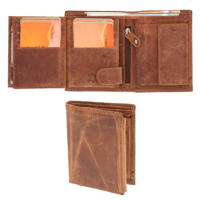 Leren Portemonnee Pasjes & Briefgeld | 8 Pasjeshouder | RFID Bescherming | Tan Echt Leer | 11X9X2cm | Ideaal als Cadeau voor Mannen & Vrouwen