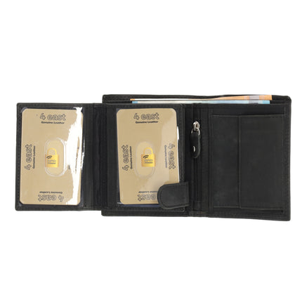 Leren Portemonnee met 8 Pasjeshouder | Briefgeld & Muntvak | Beste Portemonnee Heren & Dames met RFID Bescherming | Zwart | 11X9X2cm | Cadeau voor Alles!  