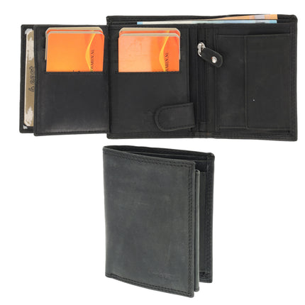Leren Portemonnee met 8 Pasjeshouder | Briefgeld & Muntvak | Beste Portemonnee Heren & Dames met RFID Bescherming | Zwart | 11X9X2cm | Cadeau voor Alles!  