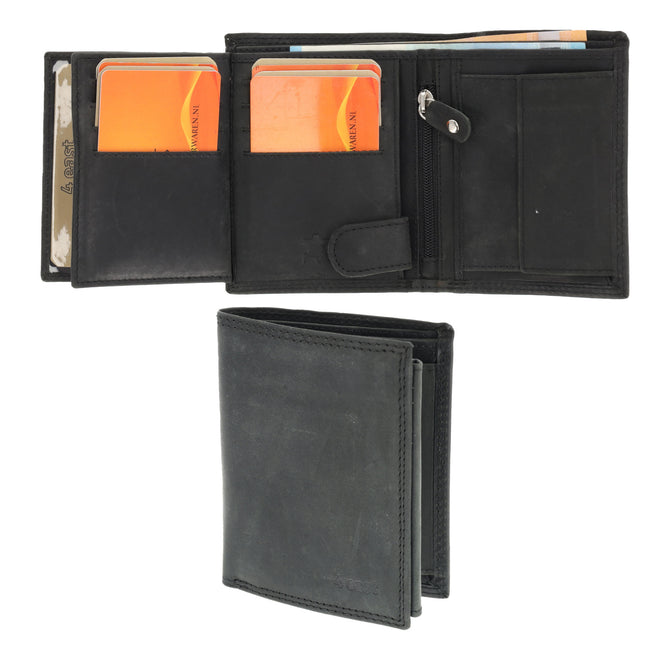 Leren Portemonnee met 8 Pasjeshouder | Briefgeld & Muntvak | Beste Portemonnee Heren & Dames met RFID Bescherming | Zwart | 11X9X2cm | Cadeau voor Alles!  
