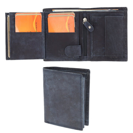 Beste Portemonnee Heren & Dames met 8 Pasjeshouder | Briefgeld & Muntvak | Leren Portemonnee met RFID Bescherming | Navy - 11X9X2cm | Cadeau voor Alles! 