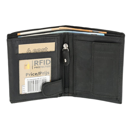 Leren Portemonnee met 8 Pasjeshouder | Briefgeld & Muntvak | Beste Portemonnee Heren & Dames met RFID Bescherming | Zwart | 11X9X2cm | Cadeau voor Alles!  