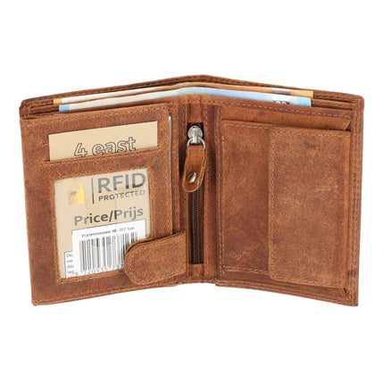 Leren Portemonnee Pasjes & Briefgeld | 8 Pasjeshouder | RFID Bescherming | Tan Echt Leer | 11X9X2cm | Ideaal als Cadeau voor Mannen & Vrouwen