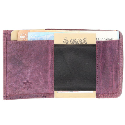 Overslag Portemonnee met Dubbele Kleppen | Dames & Heren | RFID Bescherming | Unisex Portefeuille in Paars | 2 Pasjeshouder, Bil & Muntvak | 9x7x2cm 