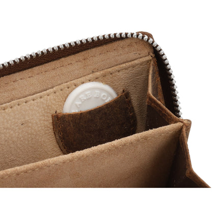 Overslagportemonnee met Rits | Kliene Portemonnee Voor Heren & Dames | Leren Portemonnee met RFID | 5 Pasjeshouder | Cadeau voor Hem & Haar | 11x9x3 cm – Vintage Bruin