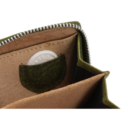 Unisex Overslagportemonnee Heren & Dames | Echt Leren Portemonnee met RFID | Kleine Portemonnee met Rits | Pasjeshouder met 5 Vakken | Cadeau voor Hem & Haar | 11x9x3 cm - Olijfkleurig