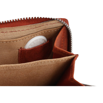 Overslagportemonnee met Rits | Voor Heren & Dames | Echt Leren Portemonnee met RFID | Kleine Portemonnee met 5 Pasjeshouder | Kerstcadeau voor Hem & Haar | 11x9x3 cm - Rood