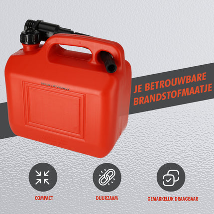 Kunststof Brandstof Jerrycan - 5 Liter Rood - Polyethylene - met Schenktuit en Kraan - Voor Benzine, Diesel, Petrol & Meer