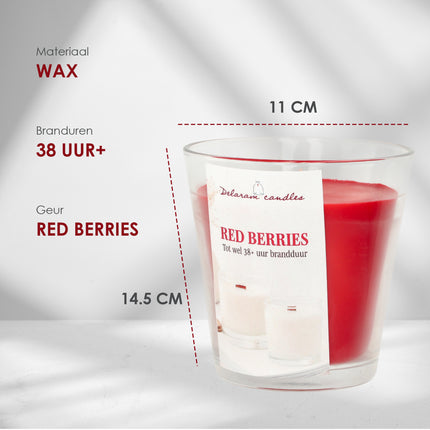 Geurkaars Berries -  Rood  - 38 uur Branduren - Goedkope Geurkaarsen voor Woonkamer, Eetkamer, & Slaapkamer