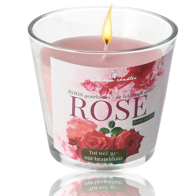 Luxe Geurkaars in Glas - 30 uur Branduren - Rose Geurkaars - Romantische Kaarsen voor Vrouwen & Mannen
