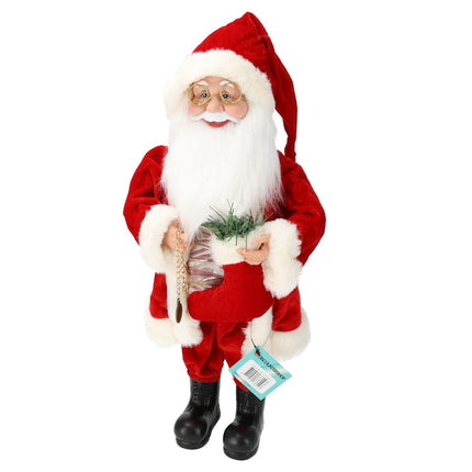 Kerstman Pop - Hoogte 45 cm - Rood - Nostalgische Kerstdecoratie - Kerstversiering voor Binnen 