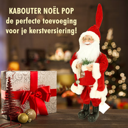 Kerstman Pop - Hoogte 45 cm - Rood - Nostalgische Kerstdecoratie - Kerstversiering voor Binnen 