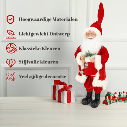 Kerstman Pop - Hoogte 45 cm - Rood - Nostalgische Kerstdecoratie - Kerstversiering voor Binnen 