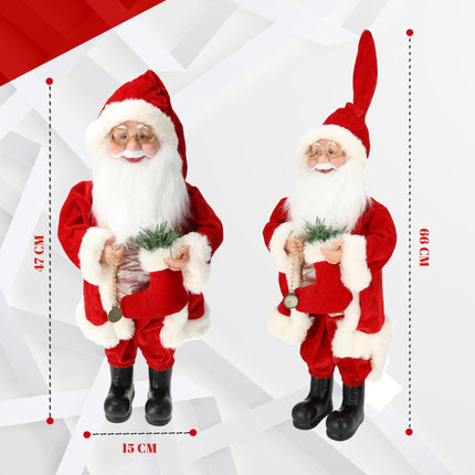 Kerstman Pop - Hoogte 45 cm - Rood - Nostalgische Kerstdecoratie - Kerstversiering voor Binnen 