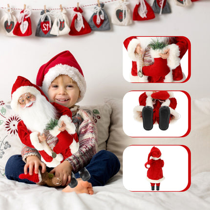 Kerstman Pop - Hoogte 45 cm - Rood - Nostalgische Kerstdecoratie - Kerstversiering voor Binnen 