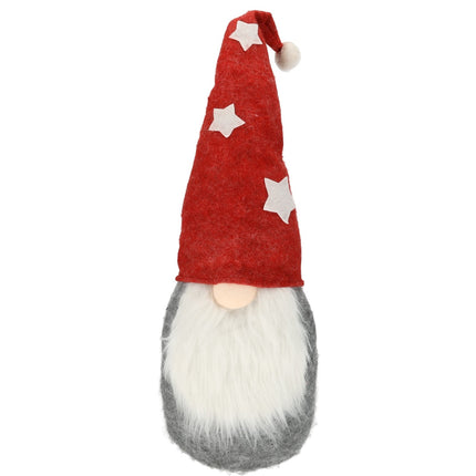 Schattige Kerstman Gnoom Pluche Pop - Rood, Grijs, Wit - 71cm Hoog - Kerst Kabouter Decoratie