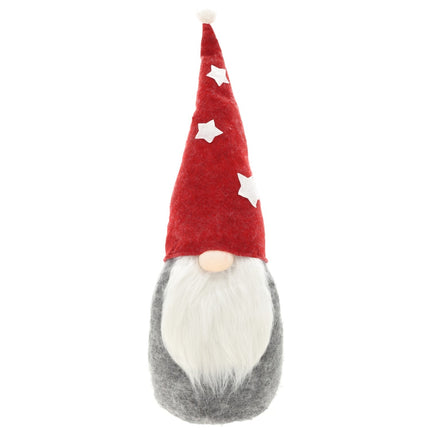 Schattige Kerstman Gnoom Pluche Pop - Rood, Grijs, Wit - 71cm Hoog - Kerst Kabouter Decoratie