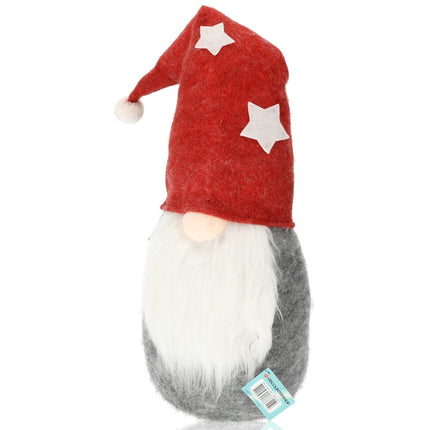 Schattige Kerstman Gnoom Pluche Pop - Rood, Grijs, Wit - 71cm Hoog - Kerst Kabouter Decoratie
