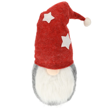 Schattige Kerstman Gnoom Pluche Pop - Rood, Grijs, Wit - 71cm Hoog - Kerst Kabouter Decoratie