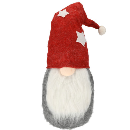 Schattige Kerstman Gnoom Pluche Pop - Rood, Grijs, Wit - 71cm Hoog - Kerst Kabouter Decoratie