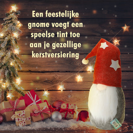 Schattige Kerstman Gnoom Pluche Pop - Rood, Grijs, Wit - 71cm Hoog - Kerst Kabouter Decoratie