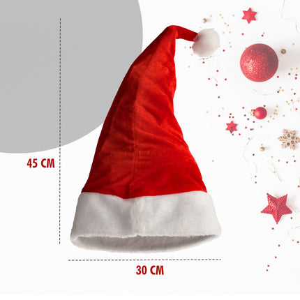 Kerstmutsen Unisex - Pluche Rood/Wit - Set van 4 Luxe Kerstmutsen voor Kinderen & Volwassenen - 100% Polyester 
