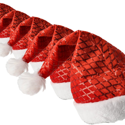 Kerstmutsen Volwassenen & Kinderen - Pailletten Muts Set van 5 - Maat 54-56 - Perfect Partymuts voor Kerst, Carnavals en Feest!