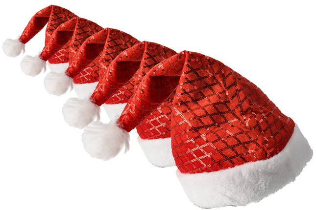 Kerstmutsen Volwassenen & Kinderen - Pailletten Muts Set van 5 - Maat 54-56 - Perfect Partymuts voor Kerst, Carnavals en Feest!