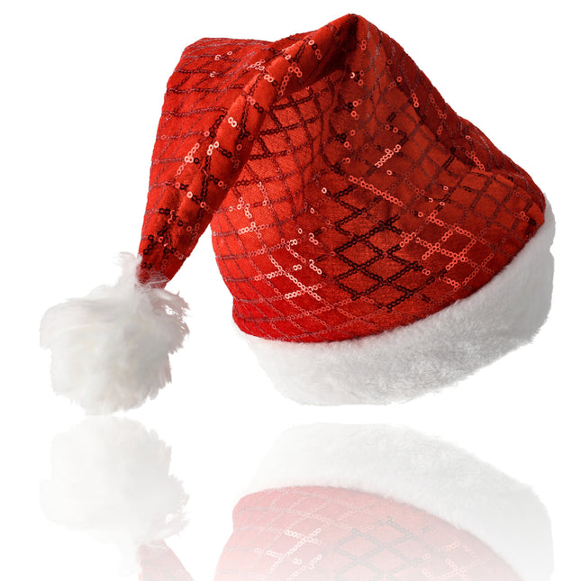 Kerstmuts Volwassenen & Kinderen - Past Maat 54-56 - Pailletten Muts - Goedkope Kerstmuts Glitter - Perfect voor Kerstoutfits, Nieuwjaar en Feestkleding!