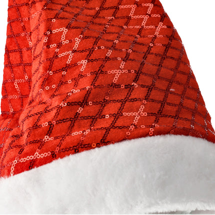 Kerstmutsen Volwassenen & Kinderen - Voordelpak Pailletten Muts Set van 12 - Maat 54-56 - Partymuts voor Kerst, Carnavals en Feest!