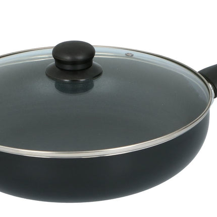 Keukenpan - Ø 28 cm - Luxe keukenpan van 28cm Anti-aanbaklaag - handvat zwart - Pan met Deksel