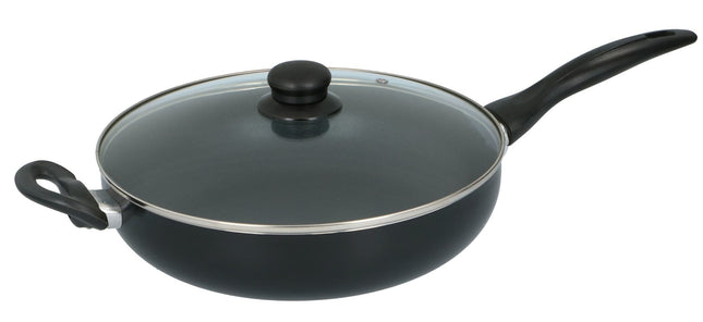 Keukenpan - Ø 28 cm - Luxe keukenpan van 28cm Anti-aanbaklaag - handvat zwart - Pan met Deksel