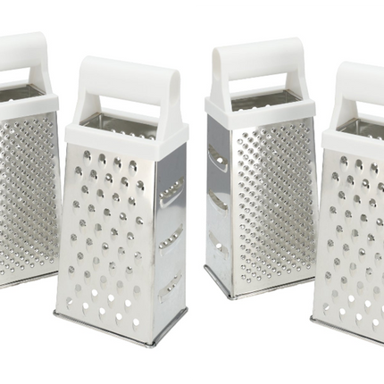 Râpe de table avec manche blanc - Ergonomique - Pour fromage, pommes de terre, concombre - Lot de 2 râpes carrées - Râpes de cuisine 24,5 cm - Ne passe pas au lave-vaisselle