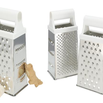 Râpe de table avec manche blanc - Ergonomique - Pour fromage, pommes de terre, concombre - Lot de 2 râpes carrées - Râpes de cuisine 24,5 cm - Ne passe pas au lave-vaisselle