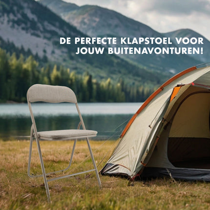 Set van 2 Opvouwbare Stoelen - Beige Klapstoelen - Compacte Inklapstoelen voor Eetkamer en Tuin