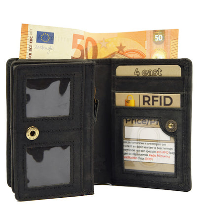 Kleine portemonnee van buffelleer, met kleine geld- zeer compact - RFID - vakantie portemonnee - Mini portemonnee.