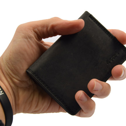 Kleine portemonnee van buffelleer, met kleine geld- zeer compact - RFID - vakantie portemonnee - Mini portemonnee.