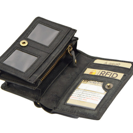 Kleine portemonnee van buffelleer, met kleine geld- zeer compact - RFID - vakantie portemonnee - Mini portemonnee.