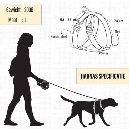 Flexi Hondenriem En Hondenharnas Set | Maat L | 5 Meter Lange Hondenriem | Zwart Comfortabel Remsysteem | Stevige Tape | Geschikt Voor Honden Tot 50kg | Hondenharnas Van Nylon | Verstelbaar Met Klikgesp