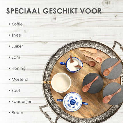 Mini Houten Lepel - Theelepel Koffielepel 4 Stuks - 7cm - Kleine Lepeltjes Voor Kruidenpotten, Jam, Suiker, Honing & Meer!