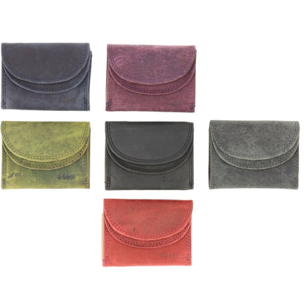 Overslag Portemonnee met Dubbele Kleppen | Dames & Heren | RFID Bescherming | Unisex Portefeuille in Paars | 2 Pasjeshouder, Bil & Muntvak | 9x7x2cm 