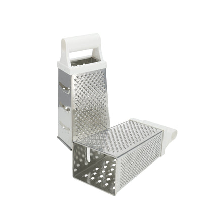 Tafelrasp met Witte Handgreep - Ergonomisch - Voor Kaas, Aardappelen, Komkommer -Set van 2 Vierkantenraspen - 24,5 cm Keukenraspen - Niet Vaatwasserbestendig