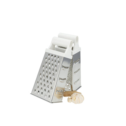 Tafelrasp met Witte Handgreep - Ergonomisch - Voor Kaas, Aardappelen, Komkommer -Set van 2 Vierkantenraspen - 24,5 cm Keukenraspen - Niet Vaatwasserbestendig